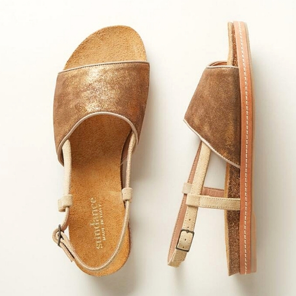 🆕🌿SUNDANCE GOLD LEATHER SANDALS🌿